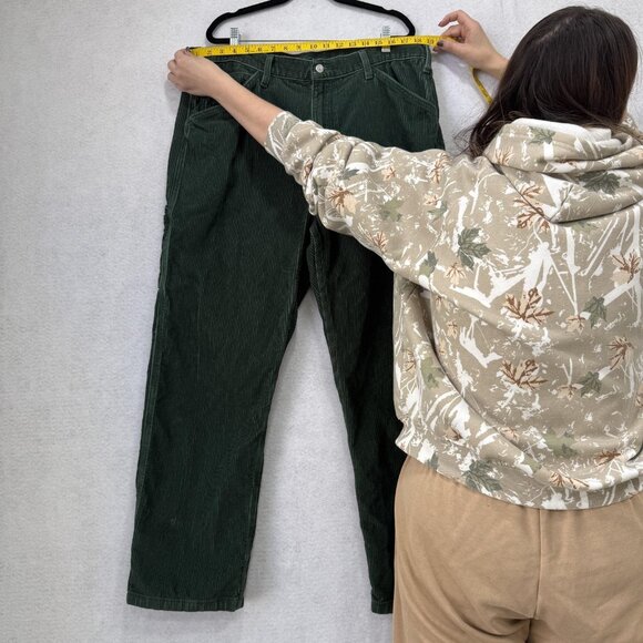 Levi's Corduroy Carpenter Pants Mens 38x32 Green Workwear Utility 55849-0055 - Picture 3 of 13